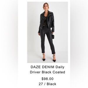 DAZE denim NWOT coated black skinny jean. Size 27.